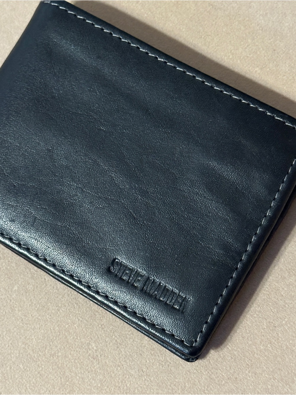 Leather Steve Madden Wallet RFID Blocking Black with Subtle Logo READ DESCRIP